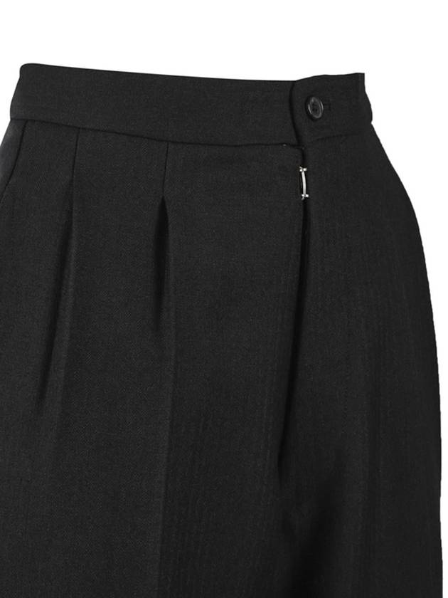 Women's Herringbone Wool Pleated Straight Pants Black - MAISON MARGIELA - BALAAN 4