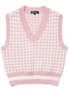 Houndstooth jacquard women s crop knit vest BABY PINK - 20THHOLE - BALAAN 1