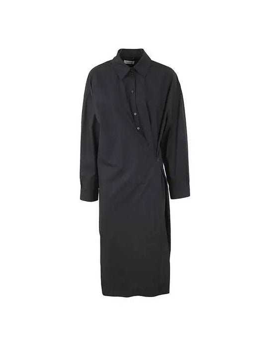 Straight Collar Twist Long Dress Black - LEMAIRE - BALAAN 1