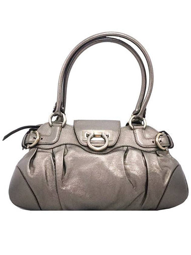 Ferragamo 21 6317 gray metallic silver Gancini embellished shoulder bag - FENDI - BALAAN 1