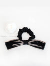 Chanel Logo Ribbon Bow Silk Scrunchie Black - CHANEL - BALAAN 2