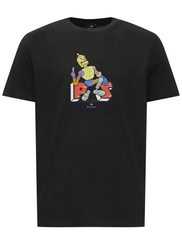 Robot Print Cotton Short Sleeve T-Shirt Black - PAUL SMITH - BALAAN 2