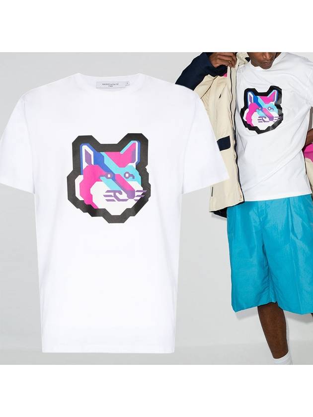 Pixel Fox Head Classic Cotton Short Sleeve T-Shirt White - MAISON KITSUNE - BALAAN 2