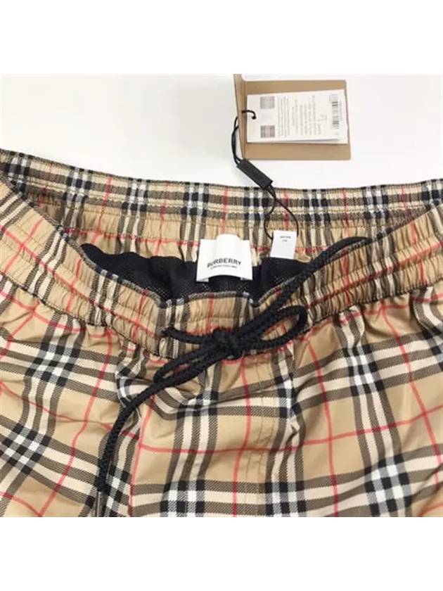 Men's Small Scale Check Drawstring Swim Shorts Beige - BURBERRY - BALAAN 4