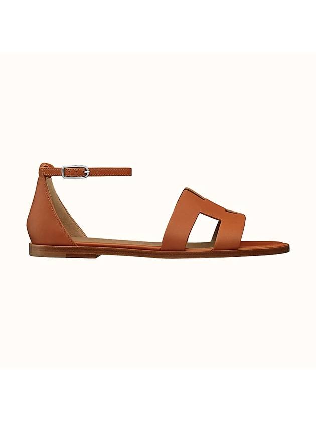 Santorini Leather Sandals Natural Brown - HERMES - BALAAN 1