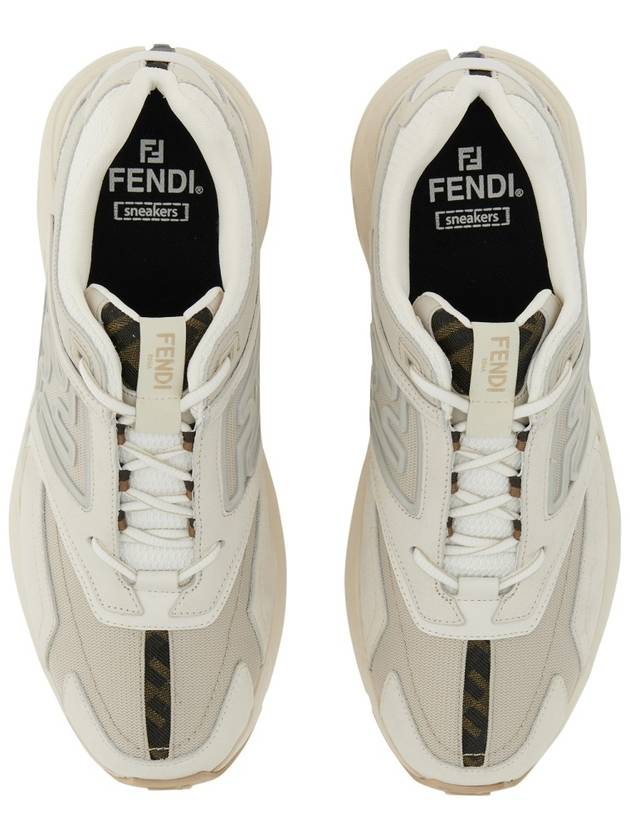 Fester Trainer Nubuck Leather Low Top Sneakers White - FENDI - BALAAN 4