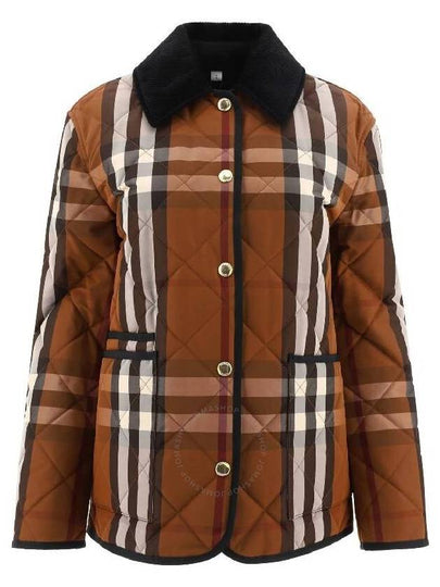 Women's Check Diamond Quilted Jacket Brown - BURBERRY - BALAAN 2