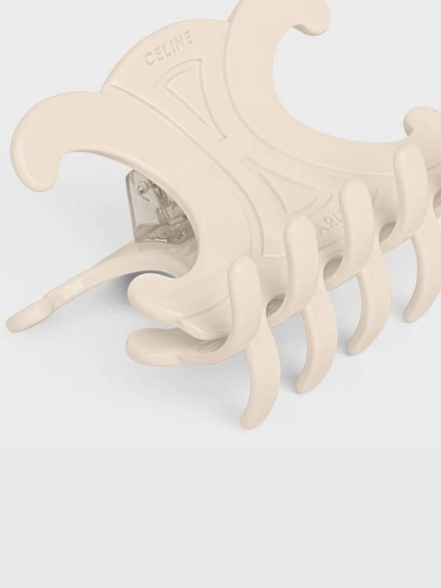 Triomphe Large Hair Claw in Acetate & Steel Ivory - CELINE - BALAAN 4