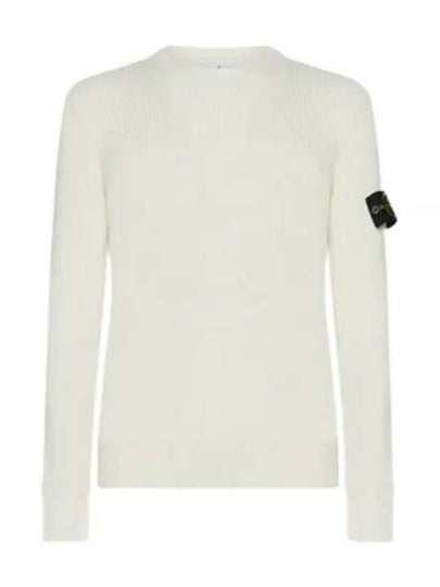 Crewneck Full Rib Wool Knit Top White - STONE ISLAND - BALAAN 2