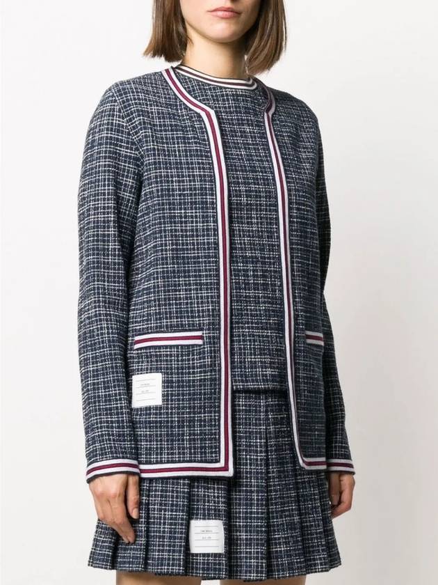Women's Check Tweed Cardigan - THOM BROWNE - BALAAN.