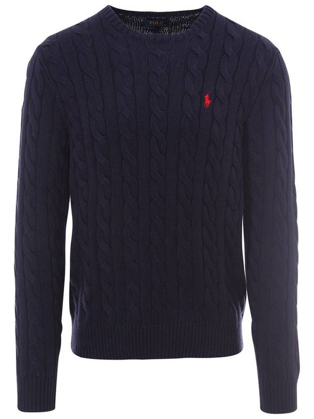 Ralph Lauren Huntsman Blue Cotton Cable-Knit Sweater - RALPH LAUREN - BALAAN 1