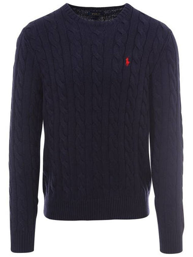 Ralph Lauren Huntsman Blue Cotton Cable-Knit Sweater - RALPH LAUREN - BALAAN 1