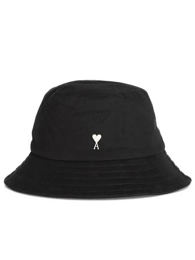 Heart Logo Cotton Bucket Hat Black - AMI - BALAAN 2