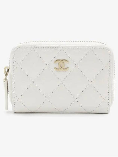 Classic zipper coin card wallet caviar gold plated white AP0216 - CHANEL - BALAAN 1