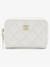 Classic zipper coin card wallet caviar gold plated white AP0216 - CHANEL - BALAAN 2