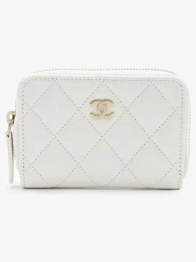 Classic zipper coin card wallet caviar gold plated white AP0216 - CHANEL - BALAAN 2