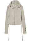 _W’S STRING CROP HOOD ZIP UP T SHIRTS_L KHAKI - THE GREEN LAB - BALAAN 1