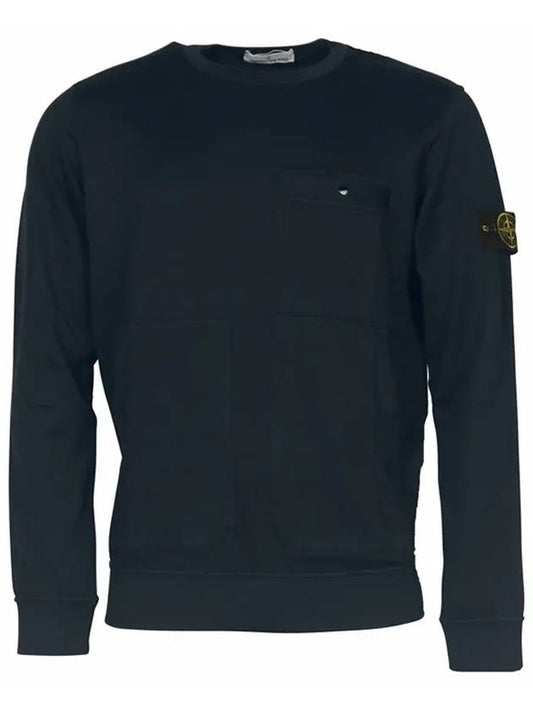 Men's Wappen Patch Pocket Crew Neck Sweatshirt Navy - STONE ISLAND - BALAAN 2