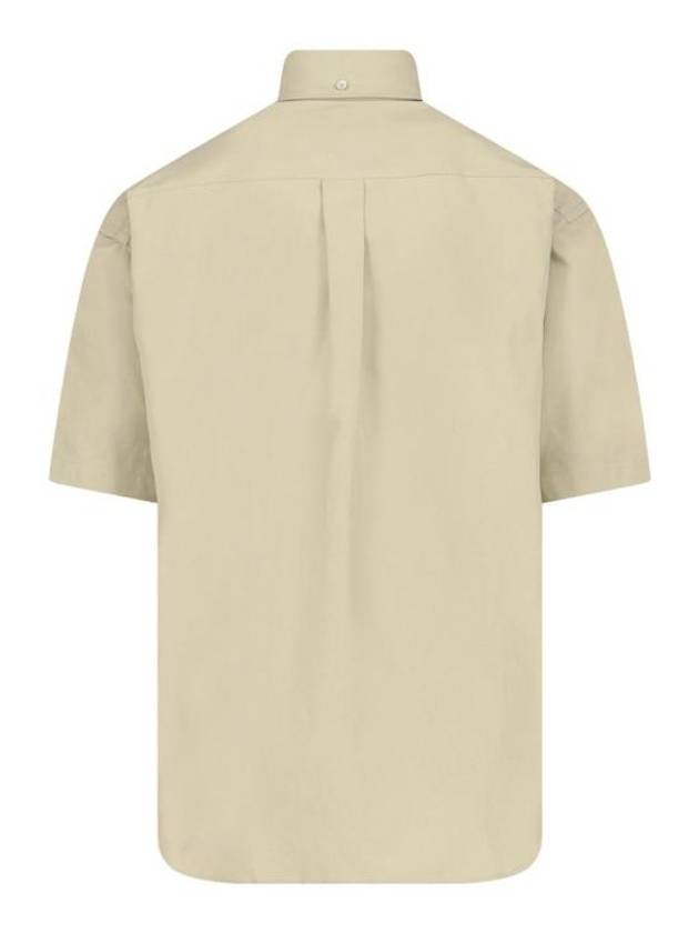 Cotton Oxford Short Sleeve Shirt Green - BURBERRY - BALAAN 3