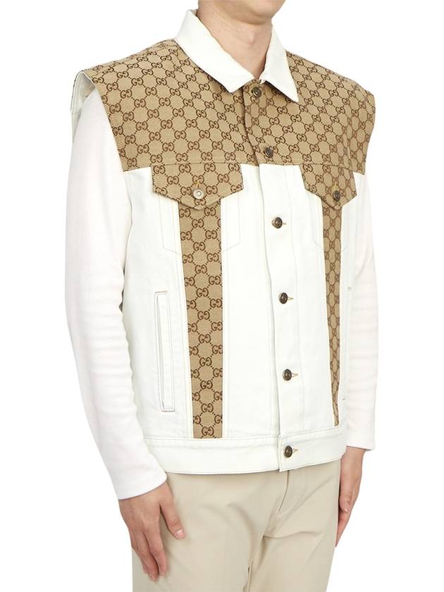 GG Supreme Denim Sleeveless Jacket Brown - GUCCI - BALAAN 5