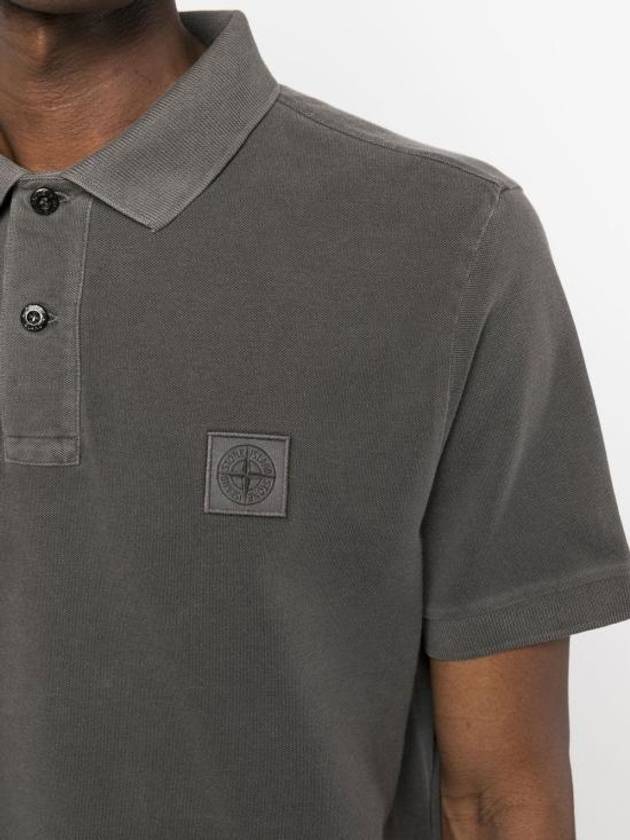 Men's Logo Patch Short Sleeve Polo Shirt Steel Grey - STONE ISLAND - BALAAN 6