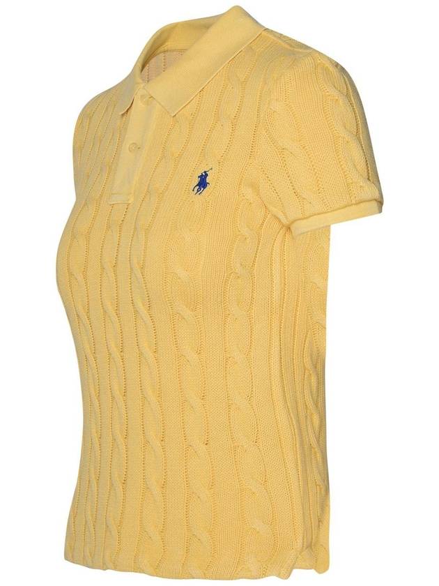 Embroidered Logo Slim Fit Knit Polo Shirt Yellow - POLO RALPH LAUREN - BALAAN 3