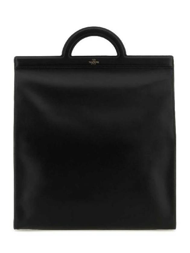 Logo Print Leather Tote Bag Black - VALENTINO - BALAAN 2