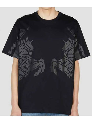 Side graphic print short sleeve crew neck cotton Tshirt - BURBERRY - BALAAN 1