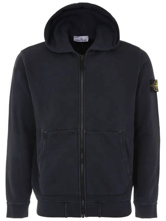 Logo Patch Zip-Up Hoodie Navy - STONE ISLAND - BALAAN 2