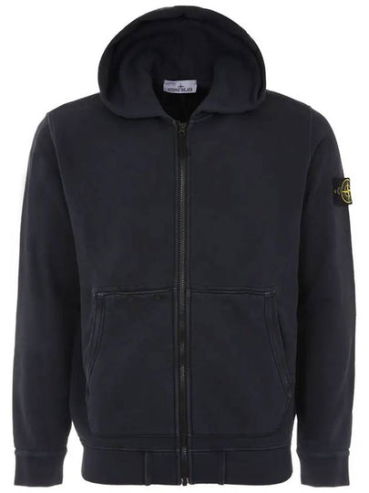 Logo Patch Zip-Up Hoodie Navy - STONE ISLAND - BALAAN 2