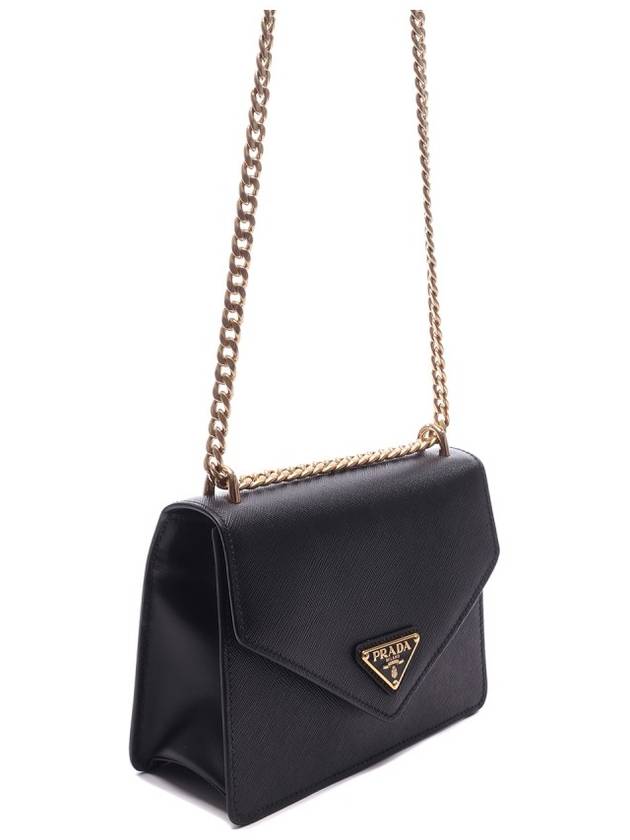 Saffiano Leather Envelope Chain Shoulder Bag Black - PRADA - BALAAN 4