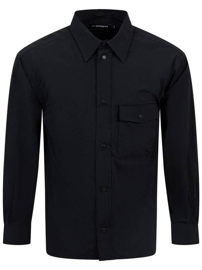 Men's Howard Tech Press Stud Long Sleeve Shirt Black - J.LINDEBERG - BALAAN 2