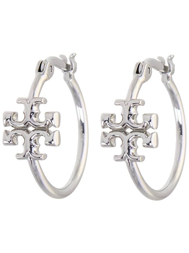 Eleanor Small Hoop Earrings Silver - TORY BURCH - BALAAN 3