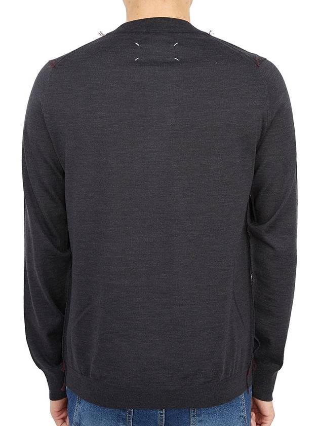 Back Stitch Crew Neck Wool Knit Top Charcoal - MAISON MARGIELA - BALAAN 5