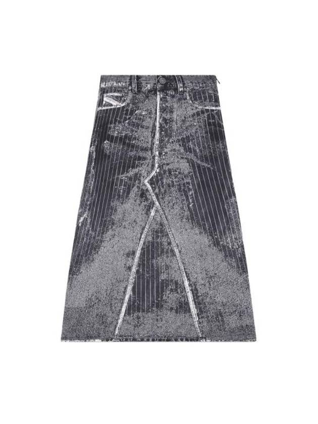 O Hanna Print Of Pinstripe Denim A Line Skirt Black - DIESEL - BALAAN 2