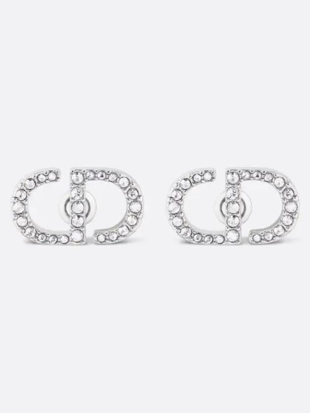 Petit CD Stud Crystal Earrings Silver - DIOR - BALAAN 2