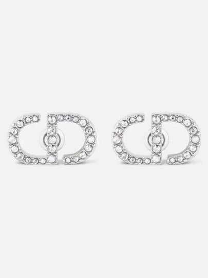 Petit CD Stud Crystal Earrings Silver - DIOR - BALAAN 2