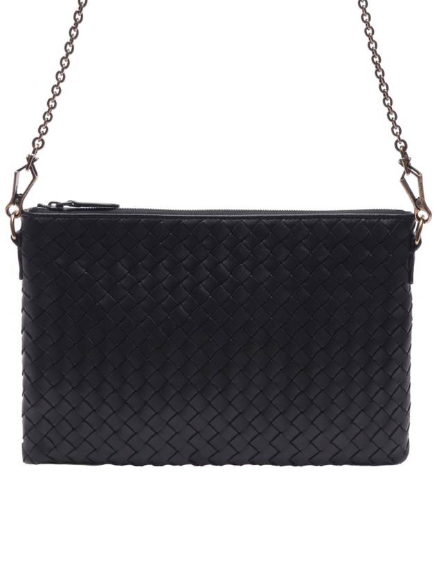 Intrecciato Chain Crossbody Bag Black - BOTTEGA VENETA - BALAAN 3