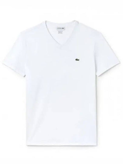 Men's Logo V-Neck Short Sleeve T-shirt White - LACOSTE - BALAAN 2