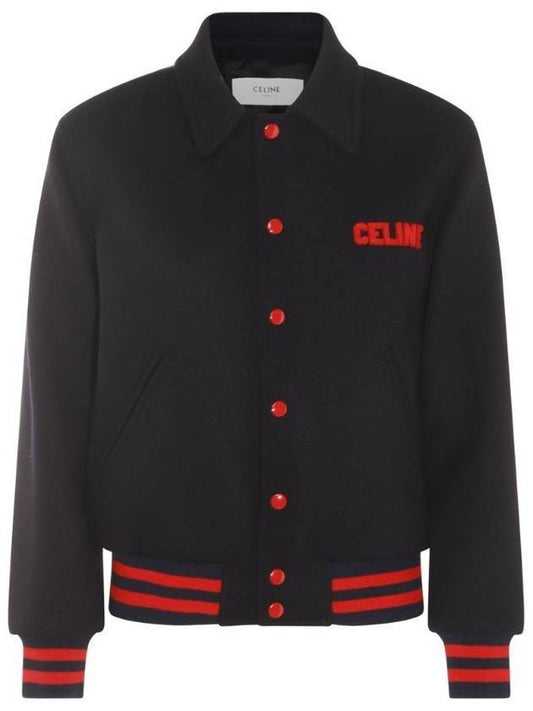 Paris Teddy Jacket in Textured Wool Navy - CELINE - BALAAN 1