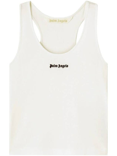 CLASSIC LOGO RIB TANK WHITE BLACK - PALM ANGELS - BALAAN 1