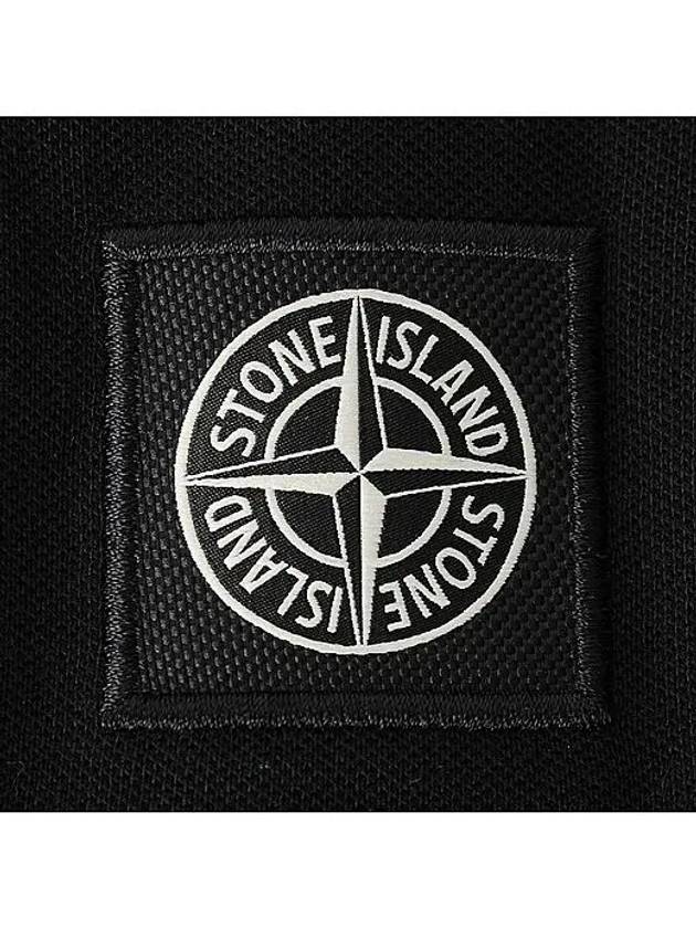 Pique Stretch Cotton Short Sleeve Polo Shirt Black - STONE ISLAND - BALAAN 5