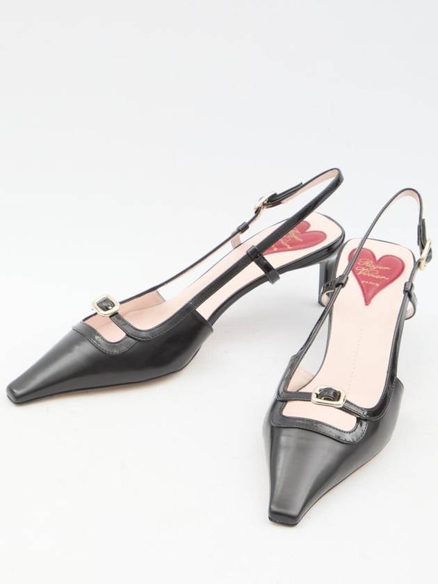 Viv' Canard Metal Mini Buckle Slingback Heel Black - ROGER VIVIER - BALAAN 6