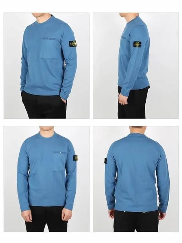 Wappen Patch Low Pocket Knit Top Powder Blue - STONE ISLAND - BALAAN 3