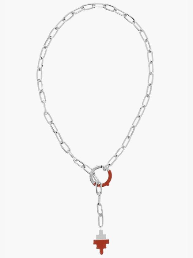 Logo Cross Chain Necklace Red Silver - MARCELO BURLON - BALAAN 6