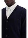 Joe Logo Embroidered Wool Cardigan Navy - A.P.C. - BALAAN 5