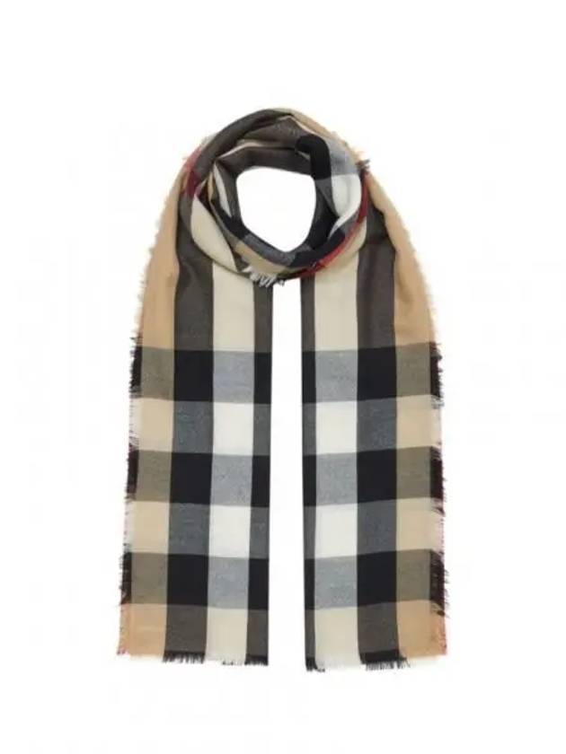 Lightweight Check Cashmere Scarf Beige - BURBERRY - BALAAN 2