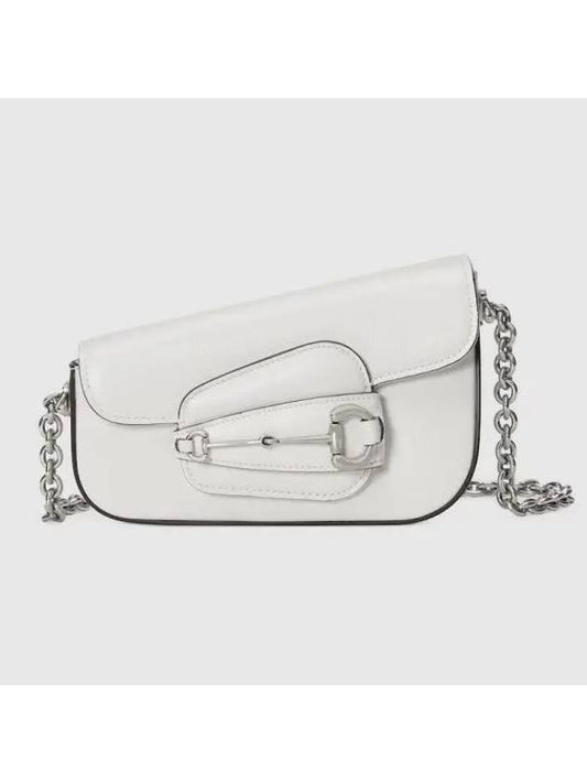 Horsebit 1955 mini shoulder bag white leather 7742091DB0N9014 - GUCCI - BALAAN 1