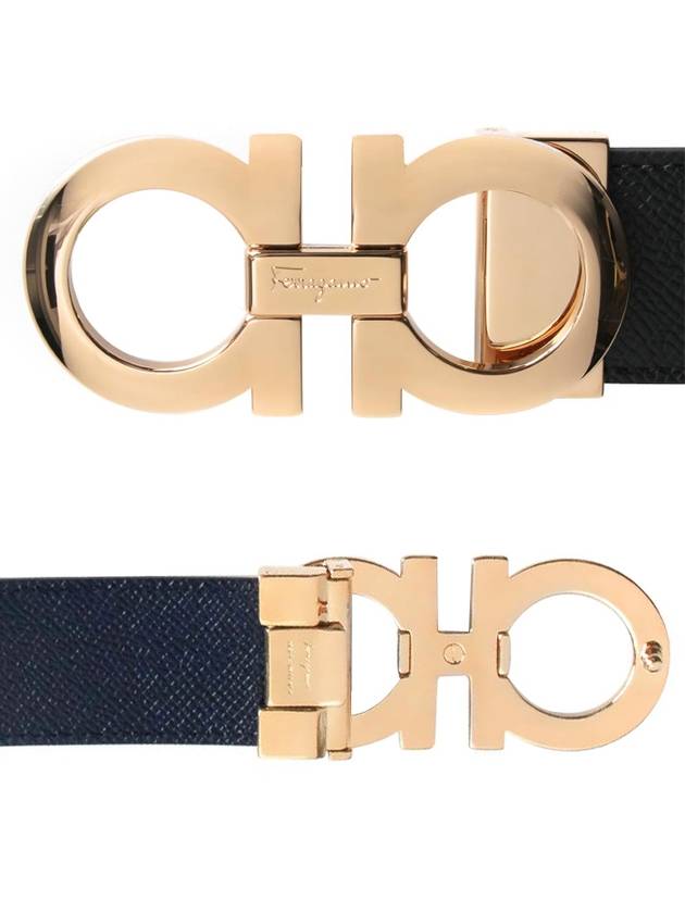 Gancini Reversible Adjustable Leather Belt Black - SALVATORE FERRAGAMO - BALAAN 3