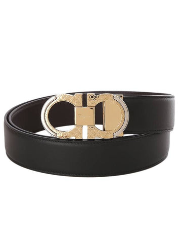 Salvatore Reversible Belt Black Brown - SALVATORE FERRAGAMO - BALAAN.